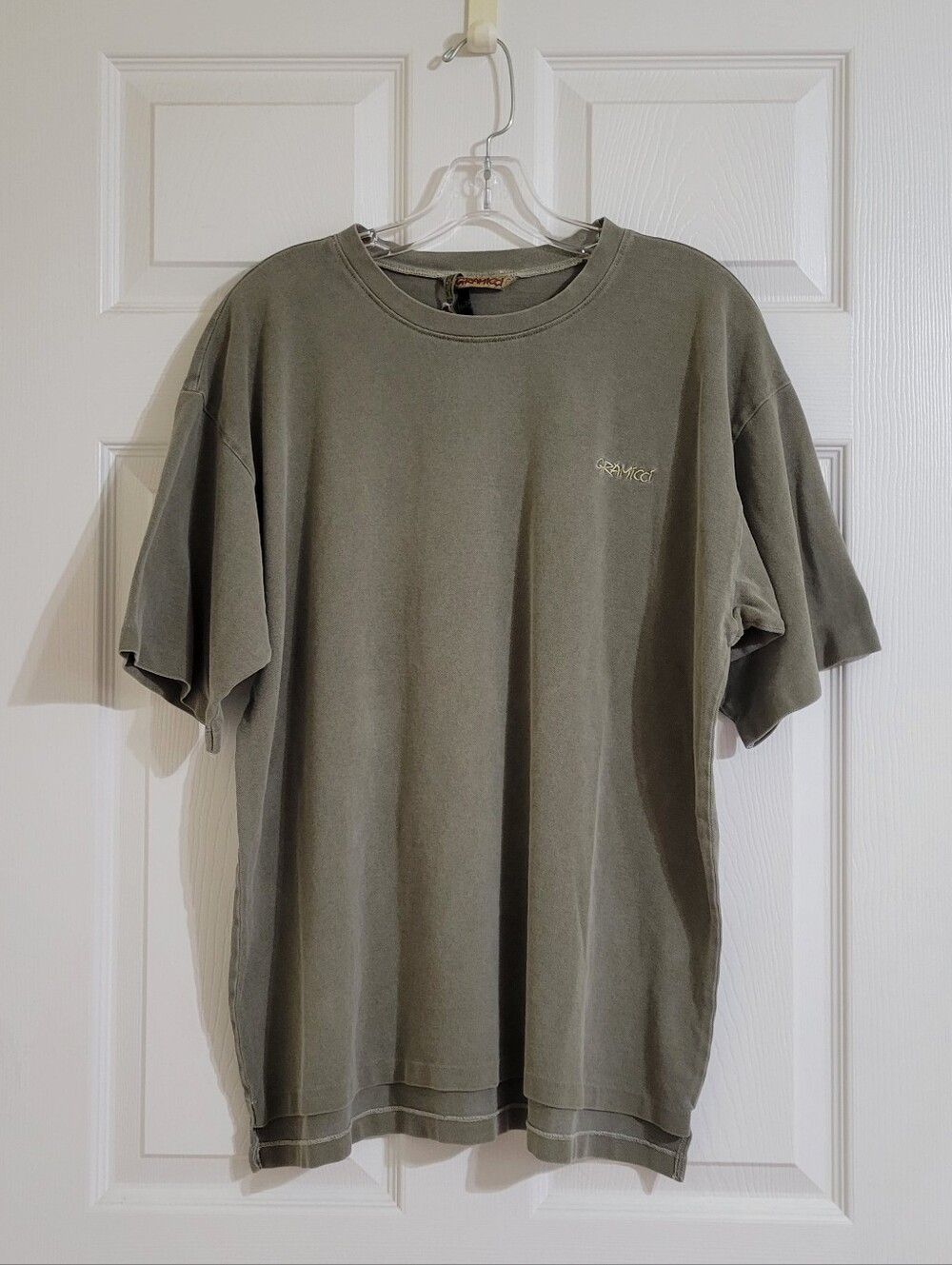 Vintage 90s Gramicci Shirt Mens M Green Made USA Preshrunk Cotton Logo Tee
